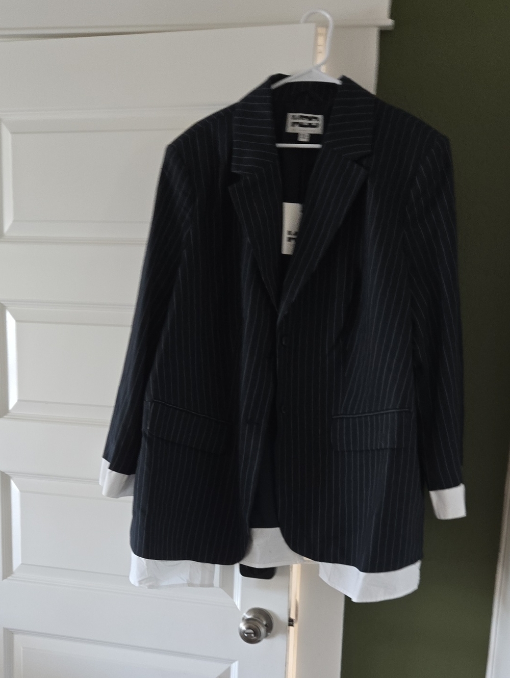 Pinstripe Blue Women's Blazer Jacket - Kahlana Collab